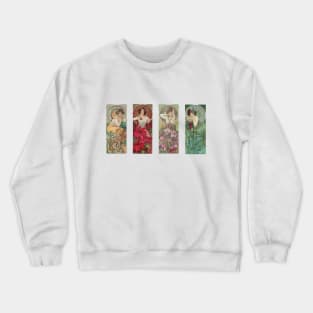 The Luminous Ladies of Art Nouveau: Topaz, Ruby, Amethyst, and Emerald Crewneck Sweatshirt